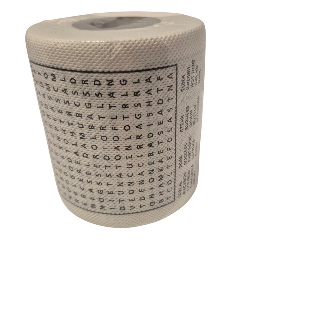 Word Search Toilet Paper Novelty Unisex OS Puzzle Gag Gift White New - Picture 3 of 4